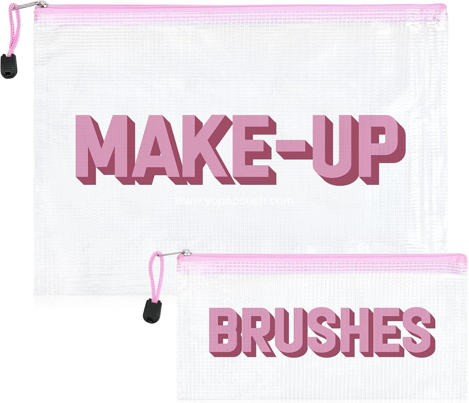 Wholesale 2PCS Clear Waterproof Makeup Bags for Travel, Zipper Pouch for Cosmetics, Easy-to-Clean Essential Organizer for Women Girls Supplier