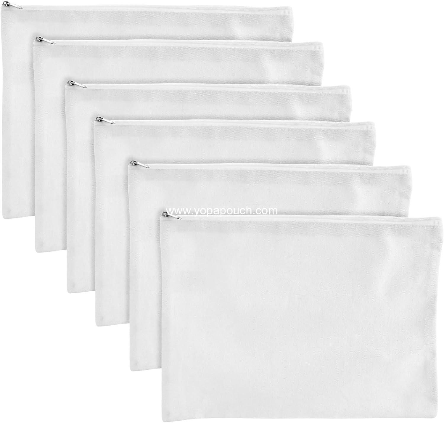 Wholesale Large Canvas Zipper Pouch - Personalizable DIY Makeup Bag & Travel Toiletry Organizer - Pack of 6, 12 x 9 in - Supplier