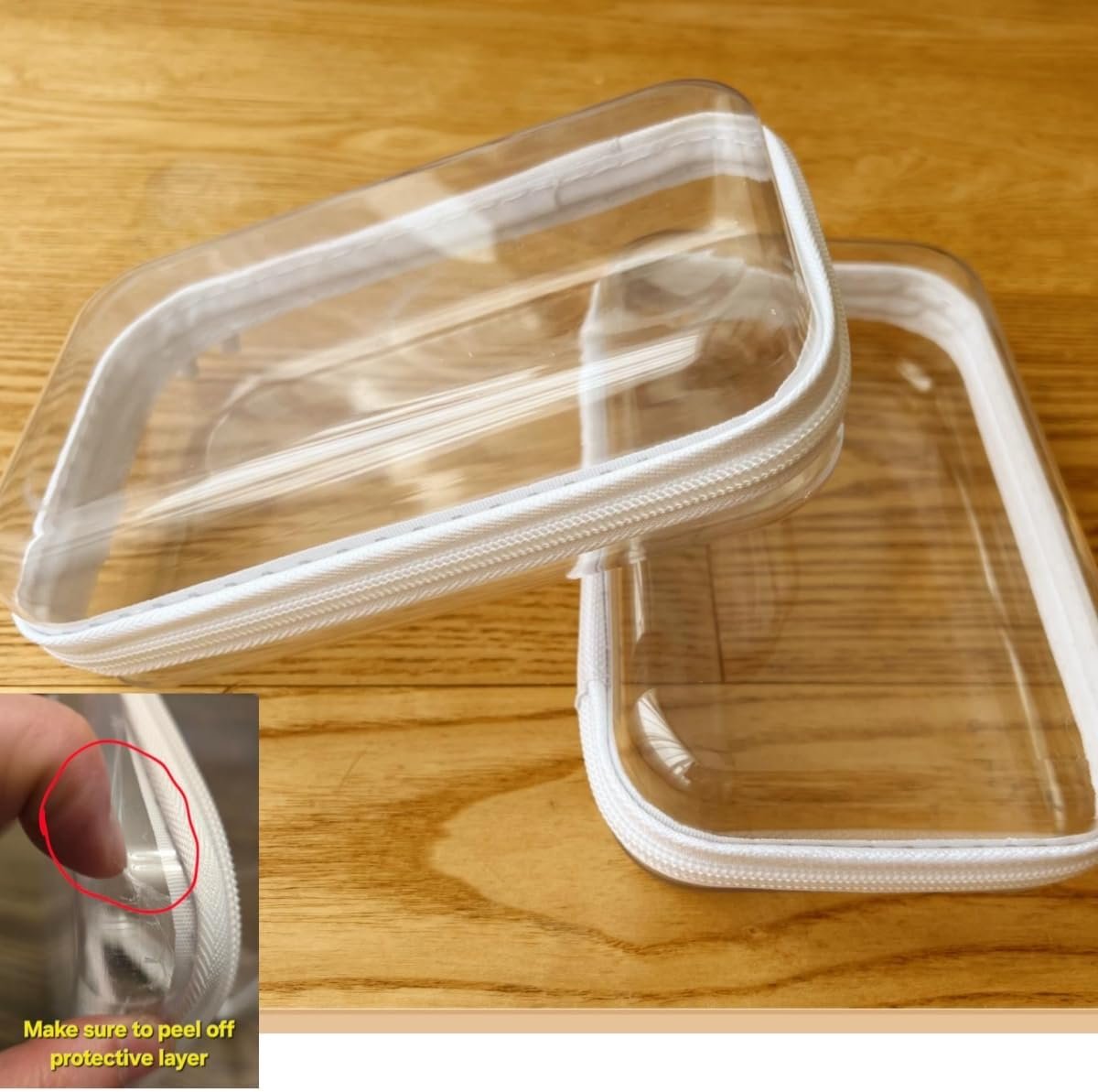 Private Label Clear Hard Shell Zipper Case - Custom Logo Upgraded Thicker Transparent Plastic Bins for Organizing - See-Through Zipper Pouches Lidded Storage Makeup Organizer for Cosmetics (S+S) Supplier