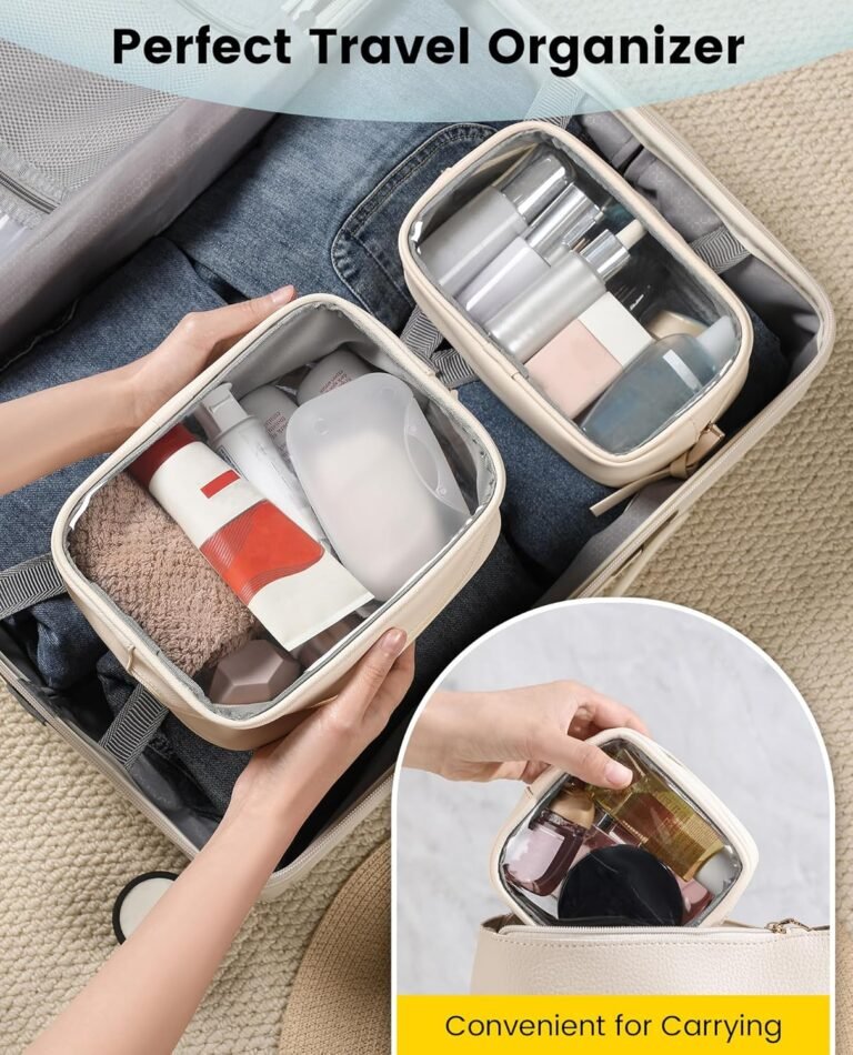 Wholesale 3 Pack Clear Travel Makeup Toiletry Bags for Women Cosmetic Organizer Zipper Pouches Beige Supplier