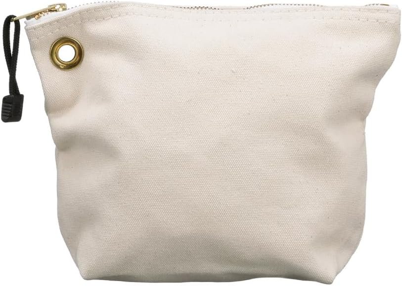 Custom Logo 10-Inch Canvas Zipper Tool Pouch for Consumables and Parts Storage with Brass Grommet for Easy Hanging Private Label Supplier Natural