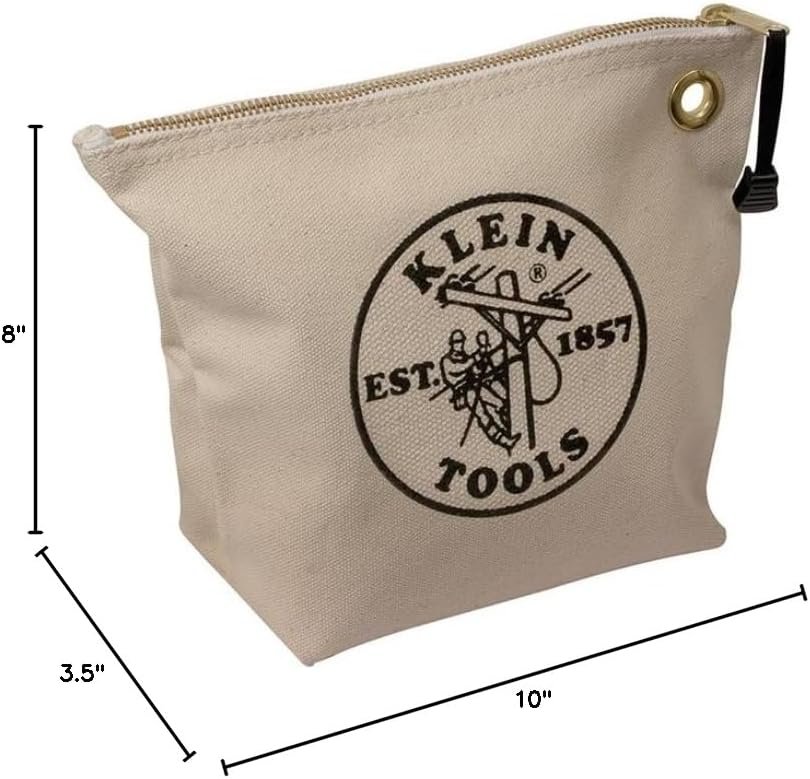 Custom Logo 10-Inch Canvas Zipper Tool Pouch for Consumables and Parts Storage with Brass Grommet for Easy Hanging Private Label Supplier Natural