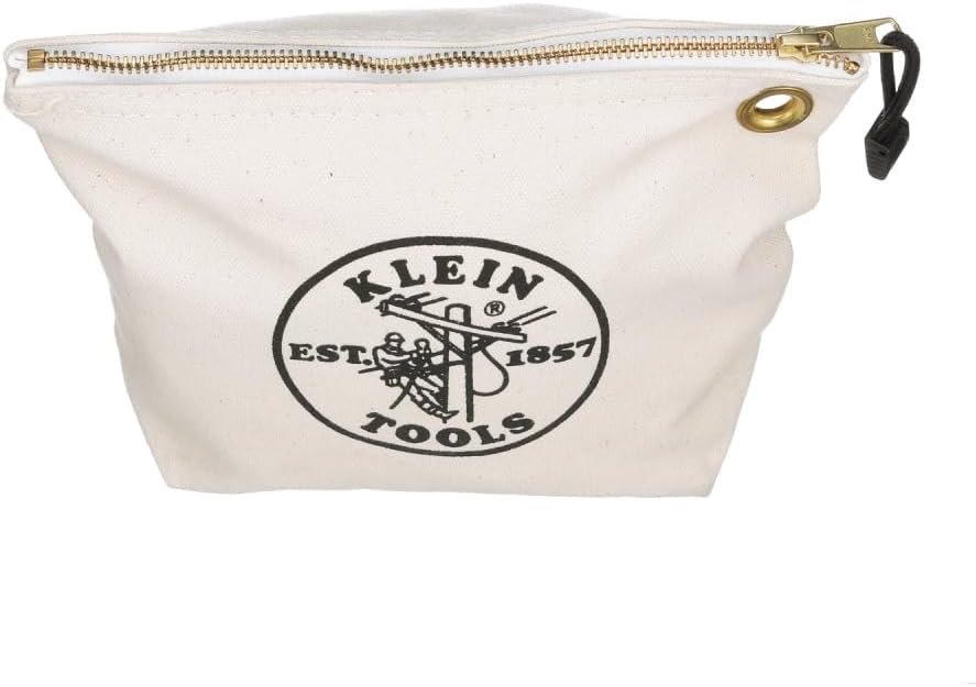 Custom Logo 10-Inch Canvas Zipper Tool Pouch for Consumables and Parts Storage with Brass Grommet for Easy Hanging Private Label Supplier Natural