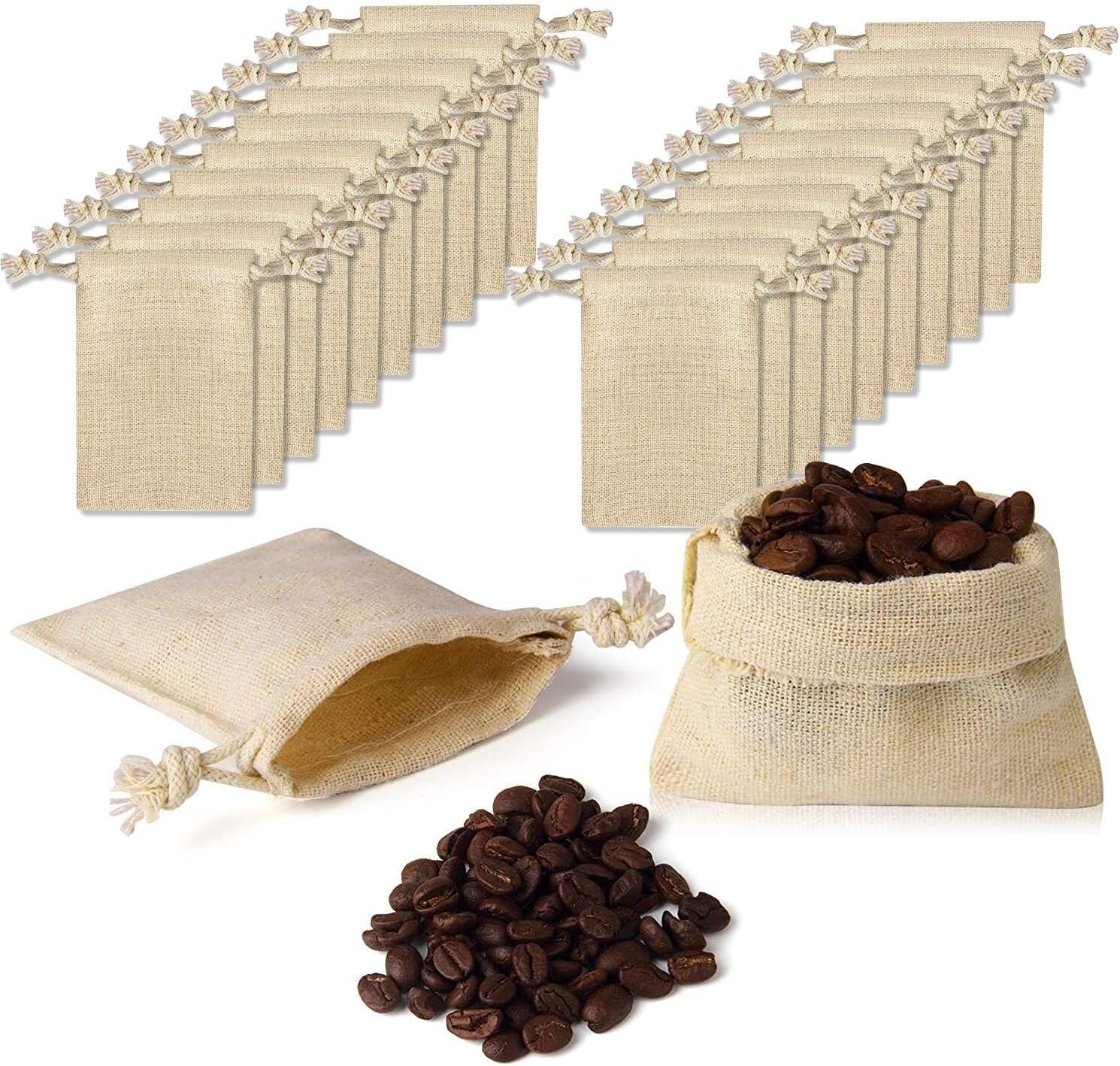 Custom Logo Double Drawstring Cotton Cloth Bags Pack of 20 3x3.7 Inch Private Label from Manufacturer for Small Jewelry Bracelets Beads Spice Gifts