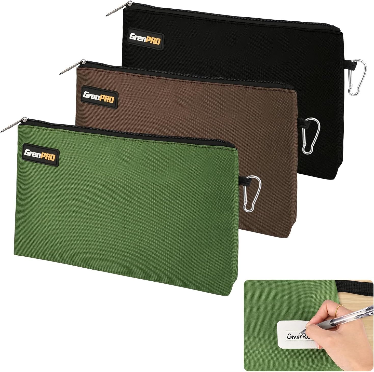 Supplier 12" Small Tool Pouch Zipper Bag Private Label Heavy Duty Flat Bottom Multipurpose Storage Pouch 3 Pack Custom Logo