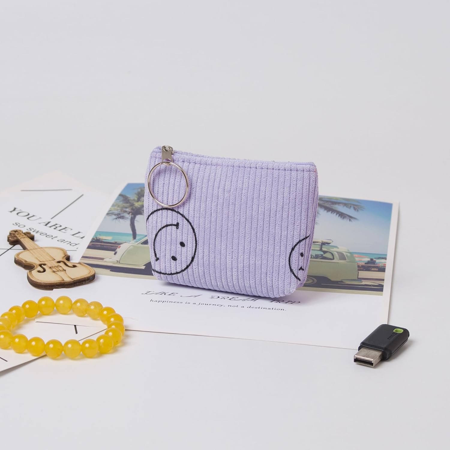 Private Label Small Corduroy Coin Purse with Zipper Custom Logo Change Pouch Wallet Factory for Women Pink