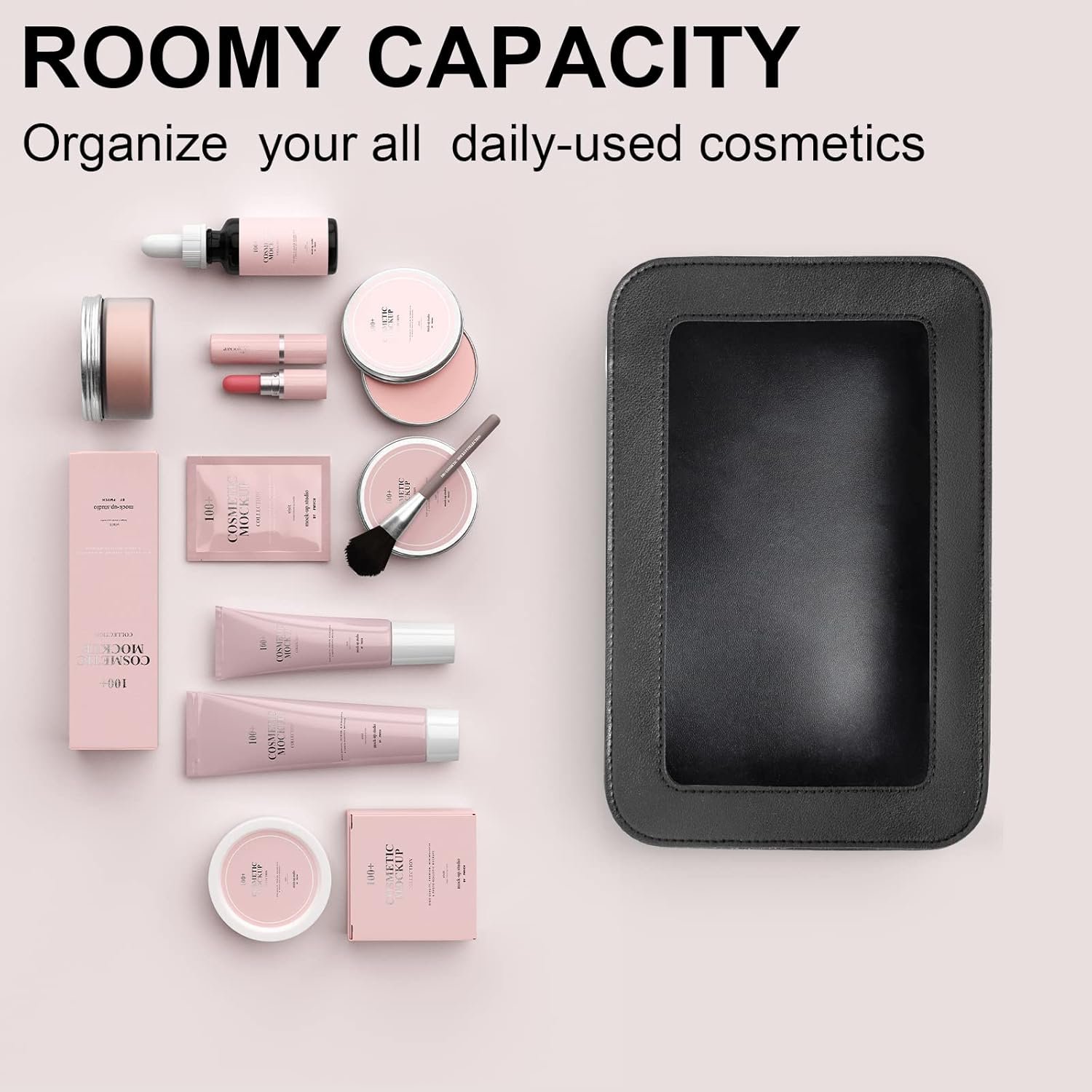 Private Label TSA Approved Clear Makeup Bags with Custom Logo Zipper Toiletry Organizer for Carry-On Travel Car Essentials Portable Small Pouch Supplier for Women Men (Black)