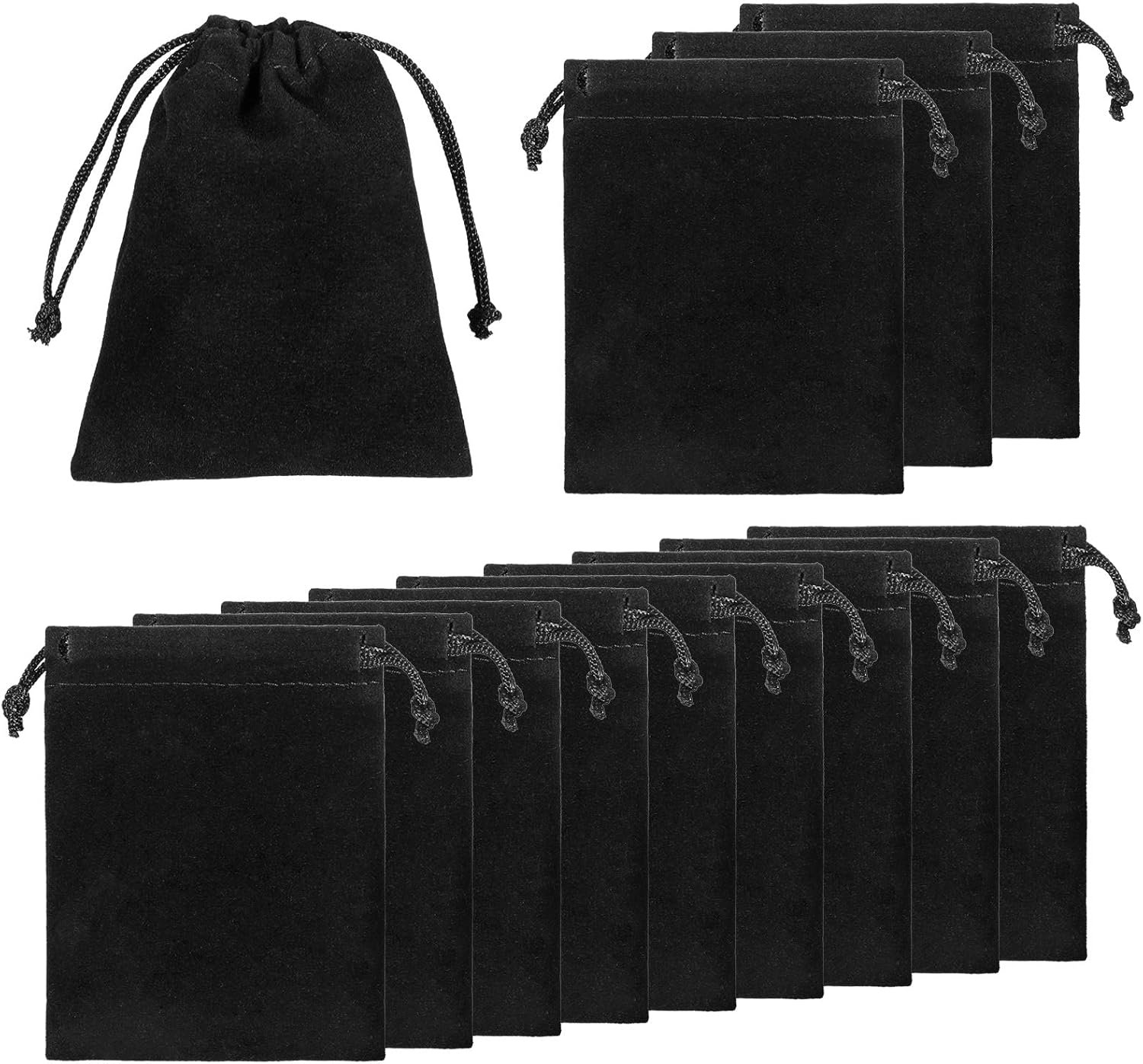 Exircy 10 Pcs Velvet Drawstring Jewelry Pouches, 2.8x3.5 In Black Gift Bags Small Cloth Bags for Wedding, Halloween Candy Bag, Graduation, Christmas Party Favors