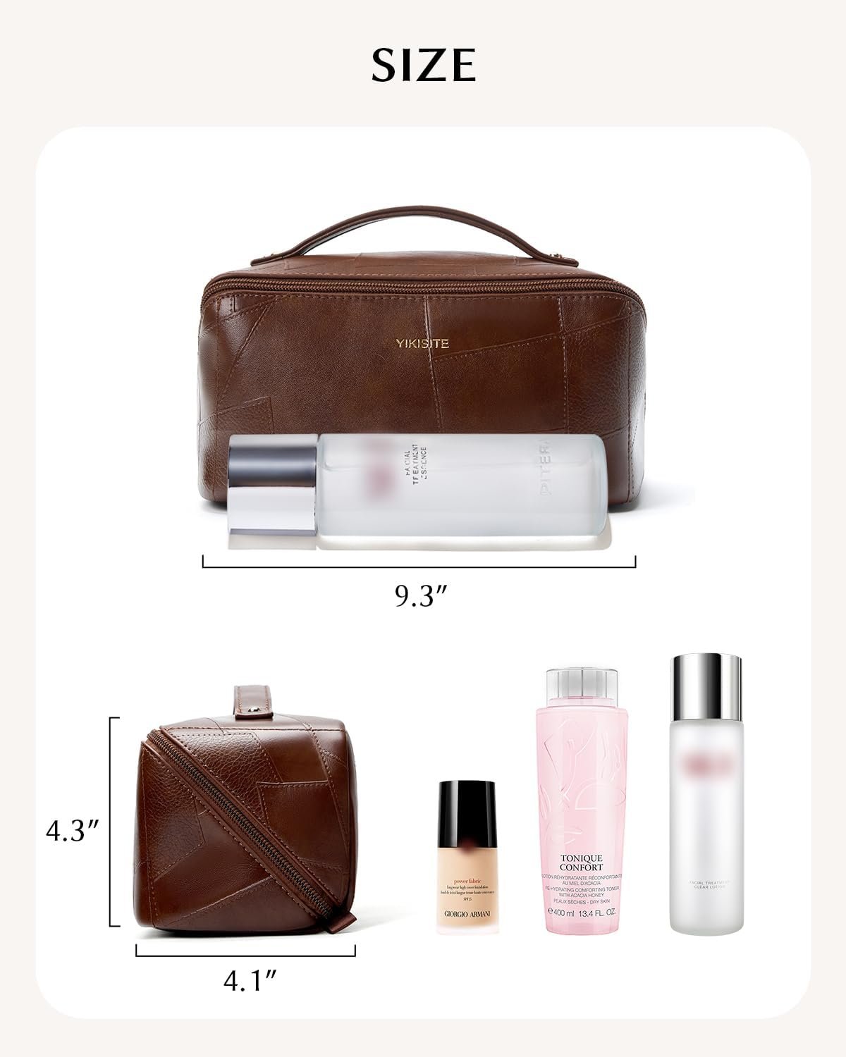 Private Label Waterproof PU Leather Makeup Cosmetic Bags, Travel Toiletry Organizer Pouch with Custom Logo Divider for Women Supplier (Brown)