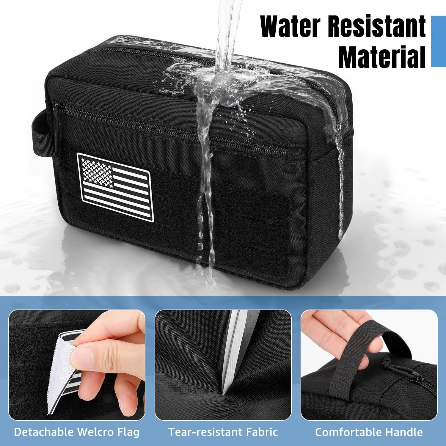 Private Label Tactical Travel Toiletry Bag EDC Military Hygiene MOLLE Tool Pouches Custom Logo Water-Resistant Hanging Shaving Dopp Kit Shower Organizer for Men Women Black Supplier