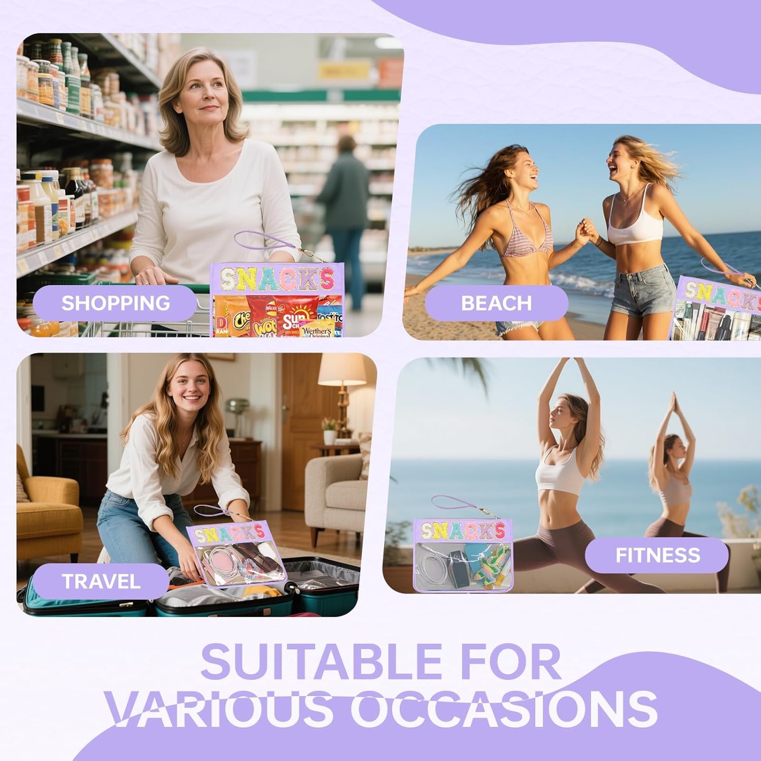 Custom Logo Chenille Letter Clear Zipper Pouch Preppy Patch Private Label Nylon Cosmetic Makeup Bag Waterproof Travel Organizer Bag Set Manufacturer for Women Valentines