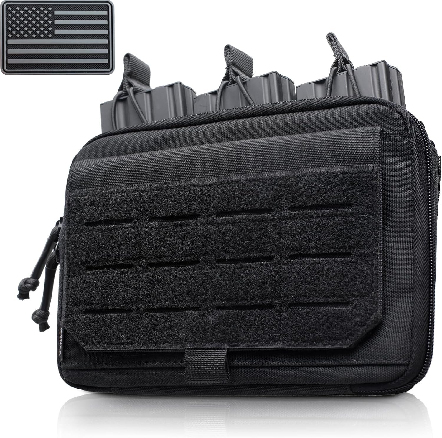 WYNEX Molle Admin Pouch of Kangaroo Style, Tactical Utility Tool Pouch with Mag/Zipper Strip Insert Modular EDC Medical Bag Organizer Attachment Patch Included
