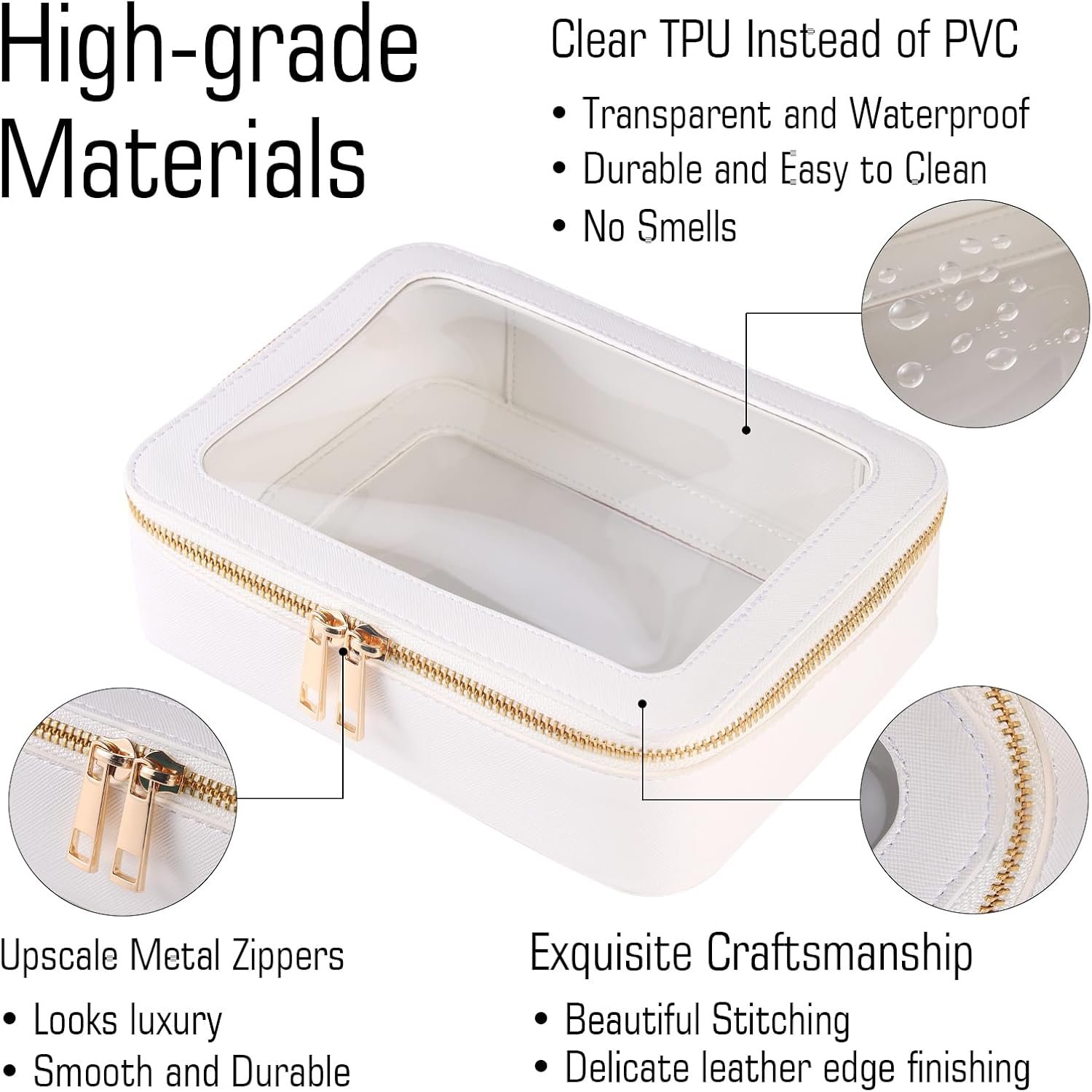 Factory Small Clear Waterproof Transparent Travel Makeup Toiletry Cosmetic Bag with Zipper for Women, Private Label Organizer Case Pouch for Toiletries Car, Custom Logo