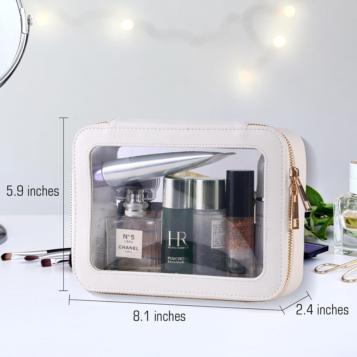Factory Small Clear Waterproof Transparent Travel Makeup Toiletry Cosmetic Bag with Zipper for Women, Private Label Organizer Case Pouch for Toiletries Car, Custom Logo