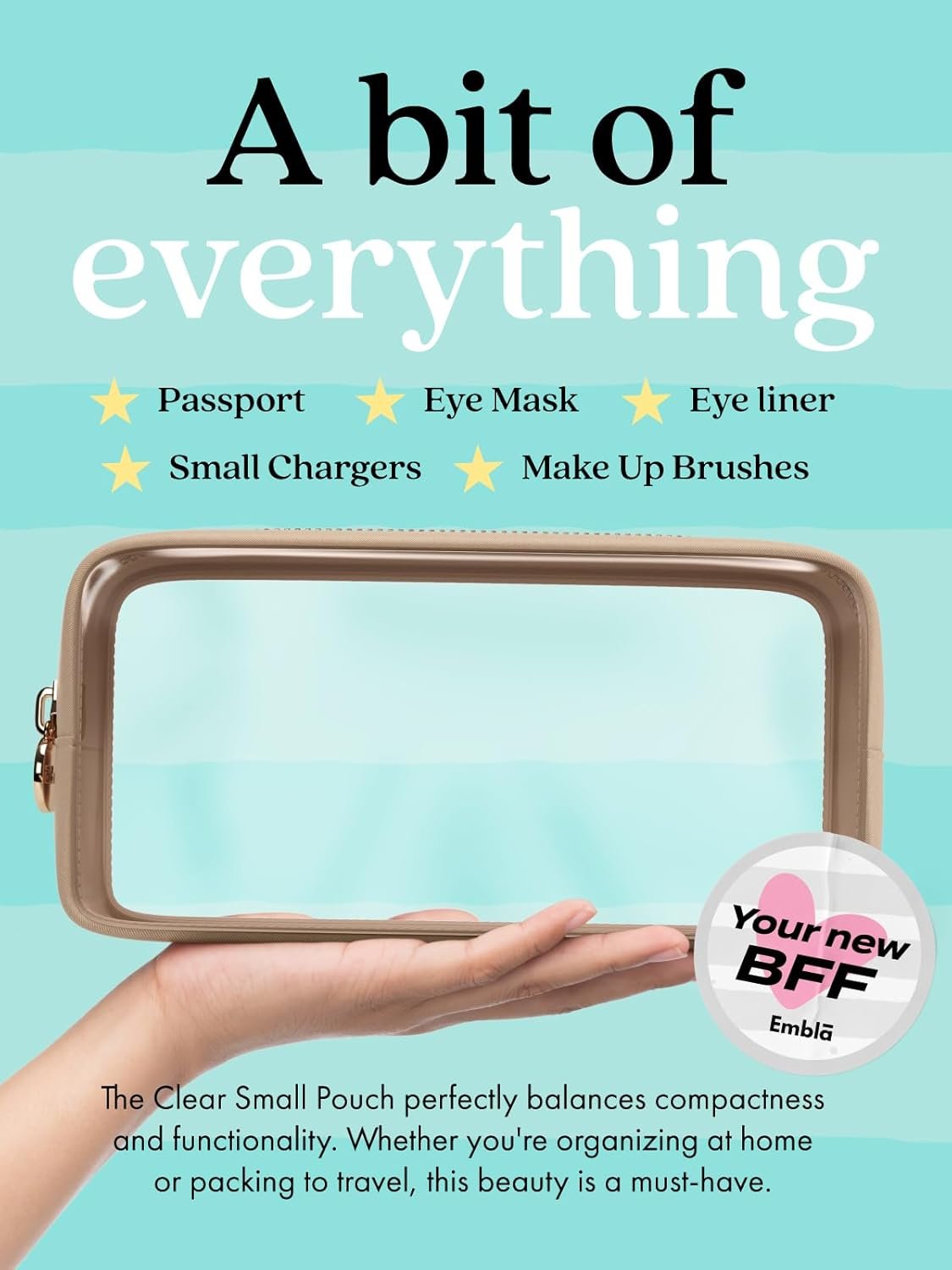 Supplier Clear Makeup Bag Zipper Pouch Transparent Cosmetic Case Custom Logo TSA Approved Travel Toiletry Organizer Small Cute Makeup Bag for Purse Sand Private Label