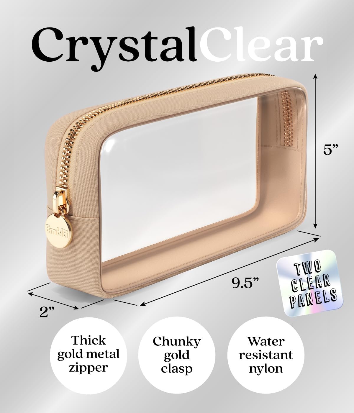 Supplier Clear Makeup Bag Zipper Pouch Transparent Cosmetic Case Custom Logo TSA Approved Travel Toiletry Organizer Small Cute Makeup Bag for Purse Sand Private Label