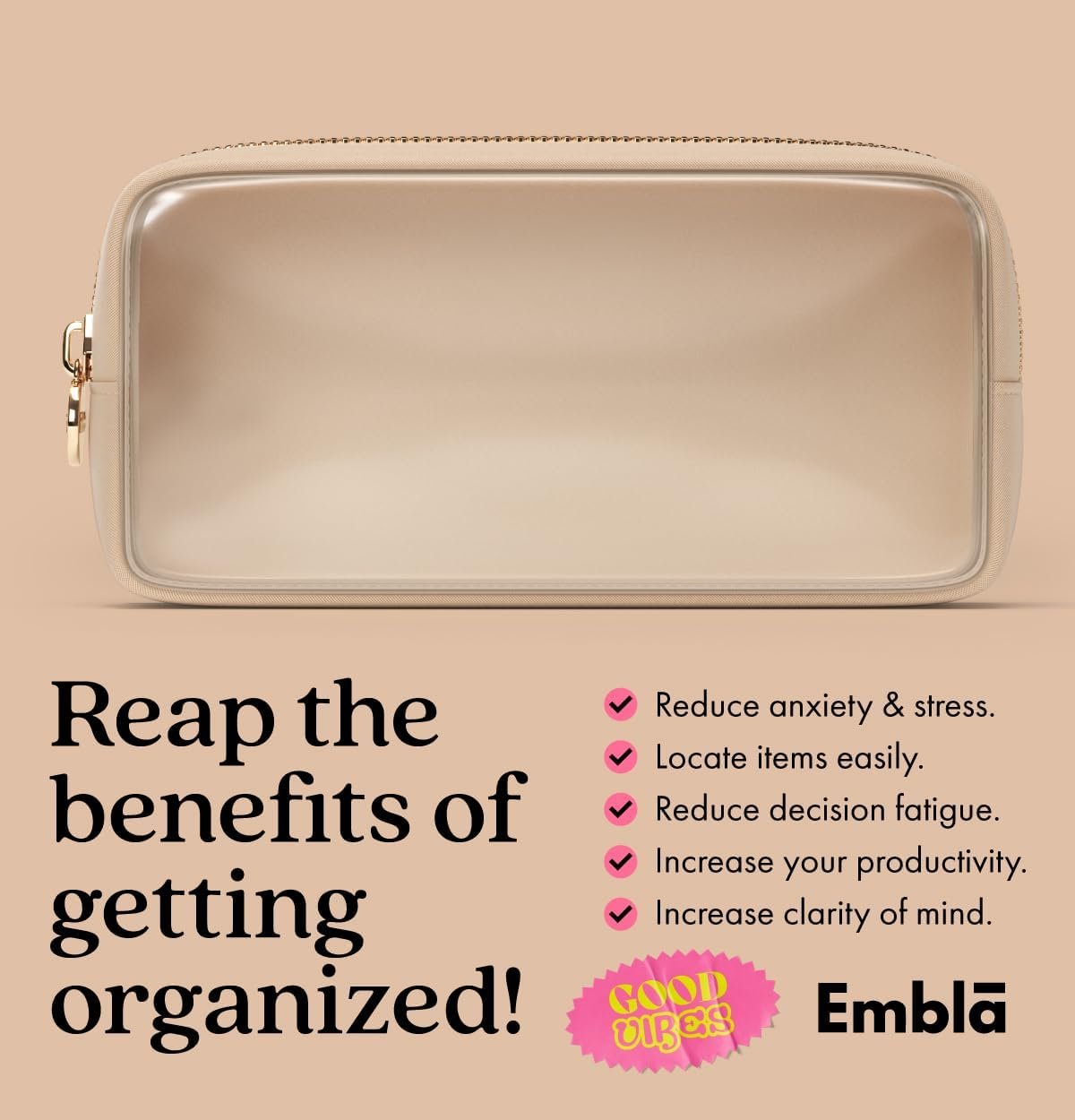 Supplier Clear Makeup Bag Zipper Pouch Transparent Cosmetic Case Custom Logo TSA Approved Travel Toiletry Organizer Small Cute Makeup Bag for Purse Sand Private Label