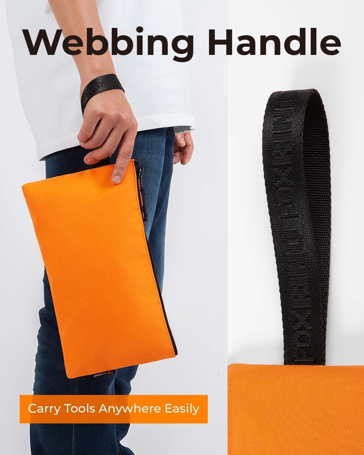 Private Label Heavy Duty Small Tool Pouch Bag with Zipper Custom Logo Multipurpose Storage for Tools Gadgets Cosmetics Stationery Travel Accessories 3 Pack Supplier