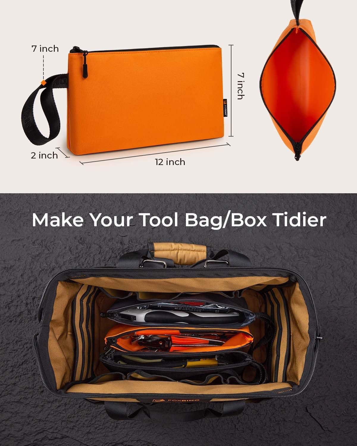 Private Label Heavy Duty Small Tool Pouch Bag with Zipper Custom Logo Multipurpose Storage for Tools Gadgets Cosmetics Stationery Travel Accessories 3 Pack Supplier