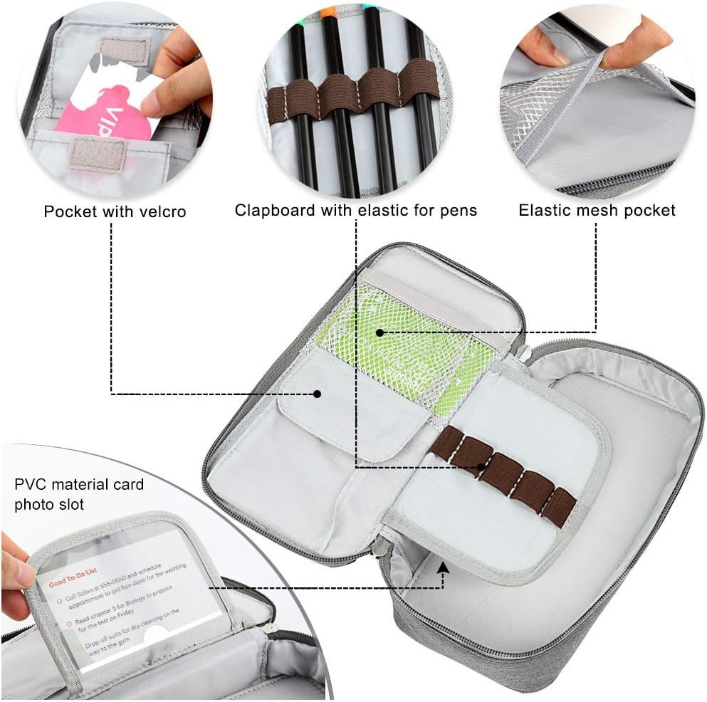 Custom Logo Capacious Large Pencil Case Private Label Pen Holder Makeup Pouch Oxford Cloth Zipper Organizer for School Office Gray Manufacturer