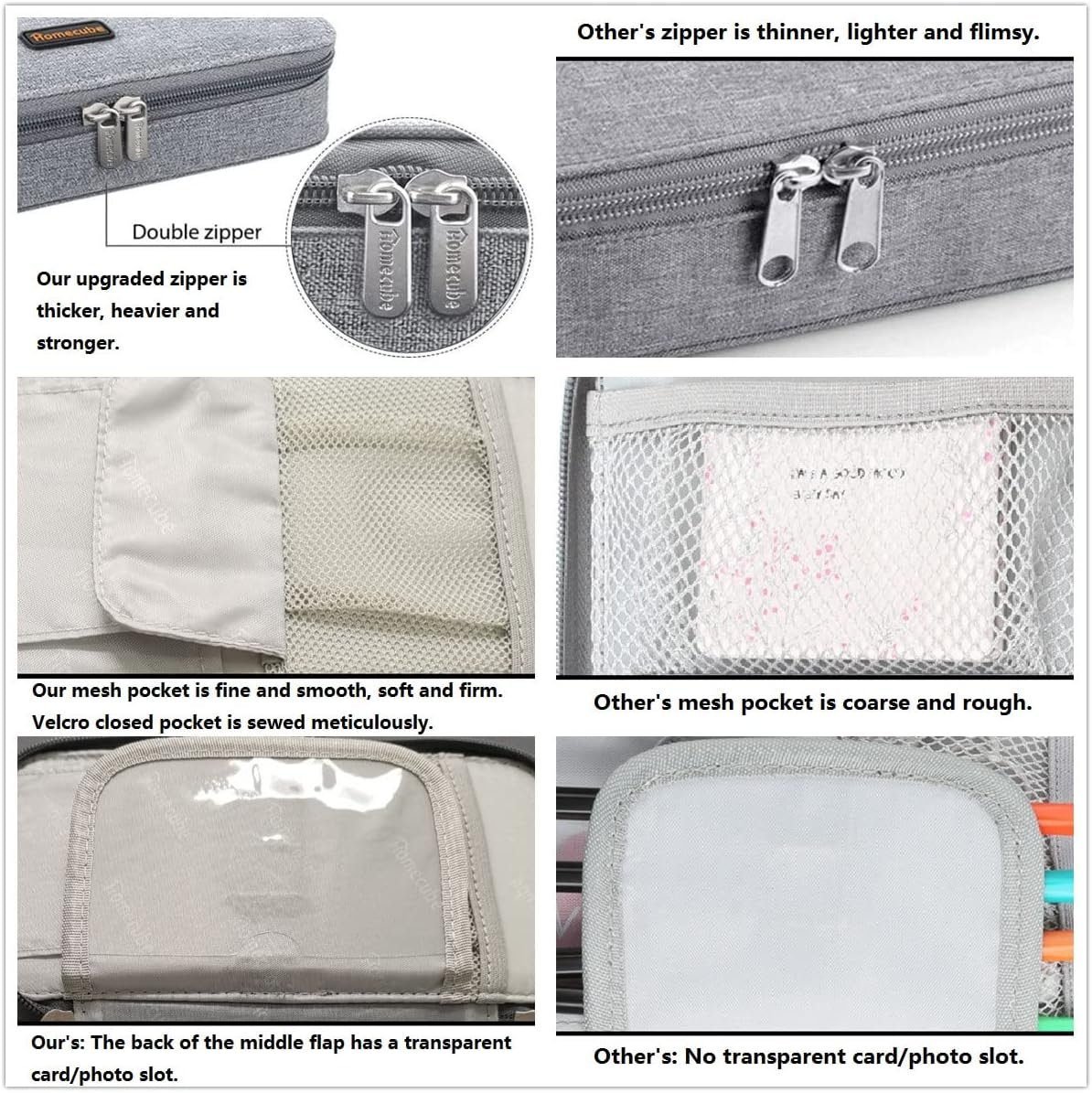 Custom Logo Capacious Large Pencil Case Private Label Pen Holder Makeup Pouch Oxford Cloth Zipper Organizer for School Office Gray Manufacturer