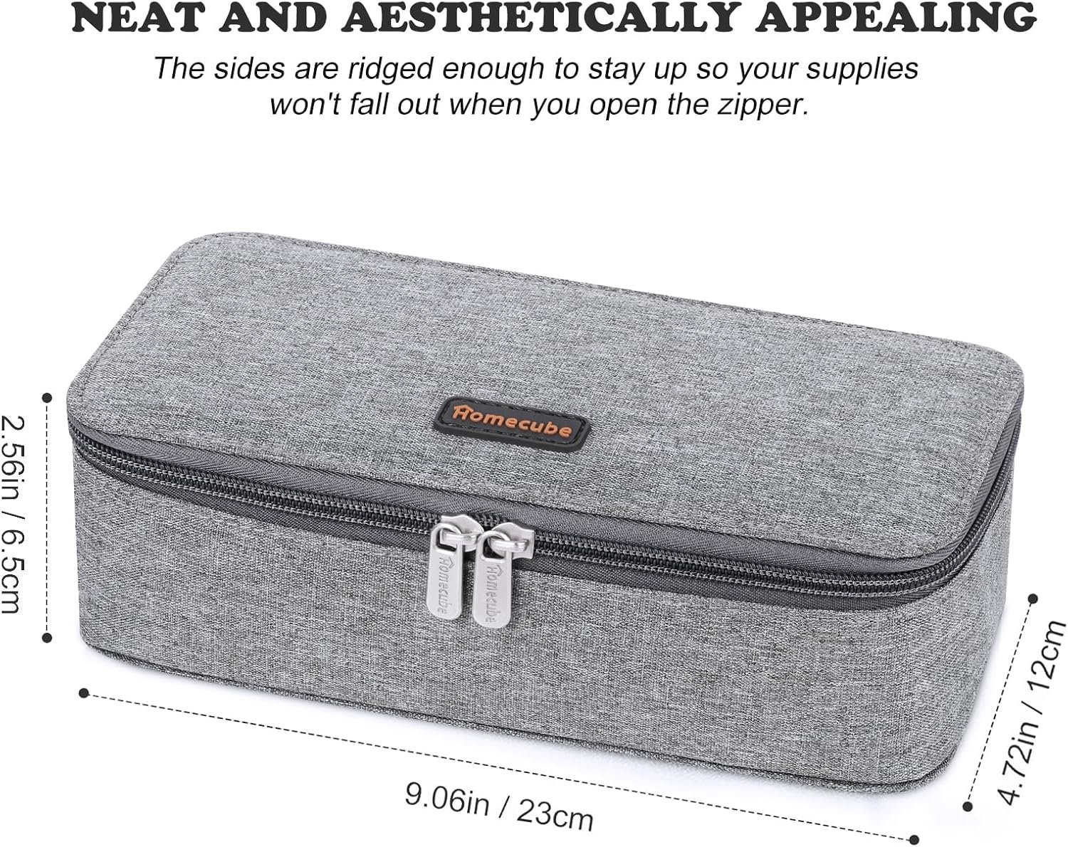 Custom Logo Capacious Large Pencil Case Private Label Pen Holder Makeup Pouch Oxford Cloth Zipper Organizer for School Office Gray Manufacturer