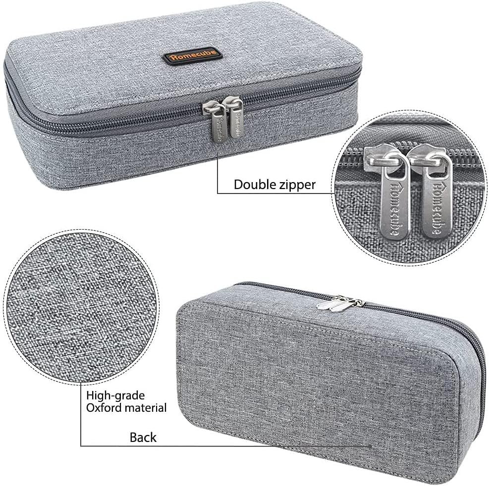 Custom Logo Capacious Large Pencil Case Private Label Pen Holder Makeup Pouch Oxford Cloth Zipper Organizer for School Office Gray Manufacturer