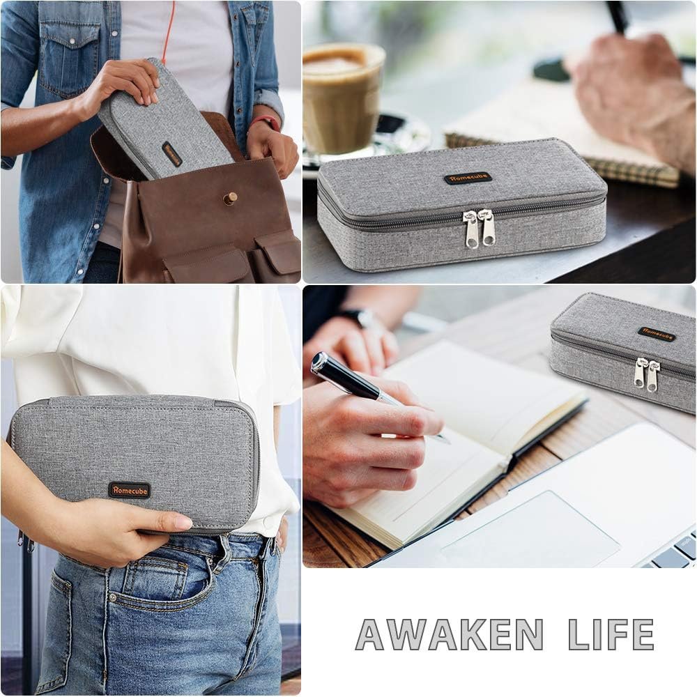 Custom Logo Capacious Large Pencil Case Private Label Pen Holder Makeup Pouch Oxford Cloth Zipper Organizer for School Office Gray Manufacturer