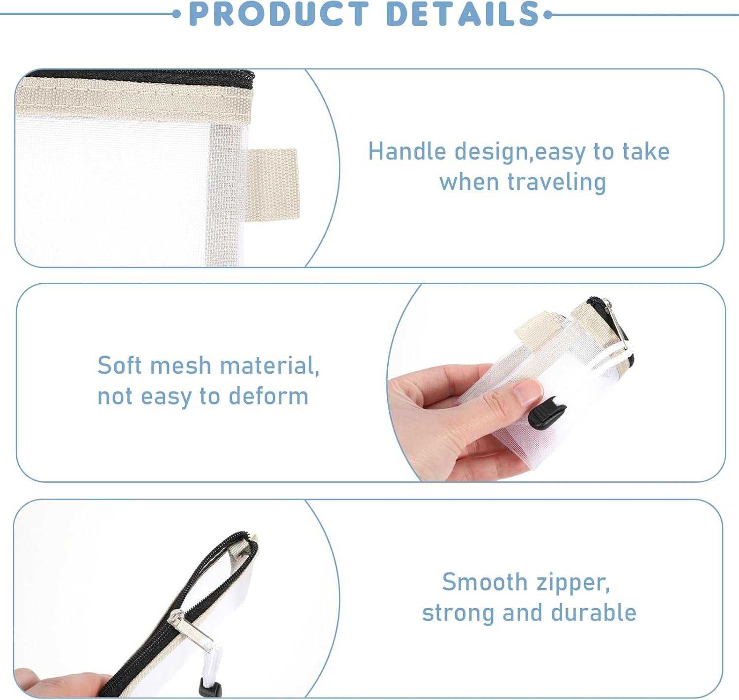 Custom Logo Small Nylon Mesh Zipper Pouches 4 Pack Portable Lightweight Private Label for Coin Key Card Lipstick Earphone Credit Card Black Gray Khaki Blue Manufacturer