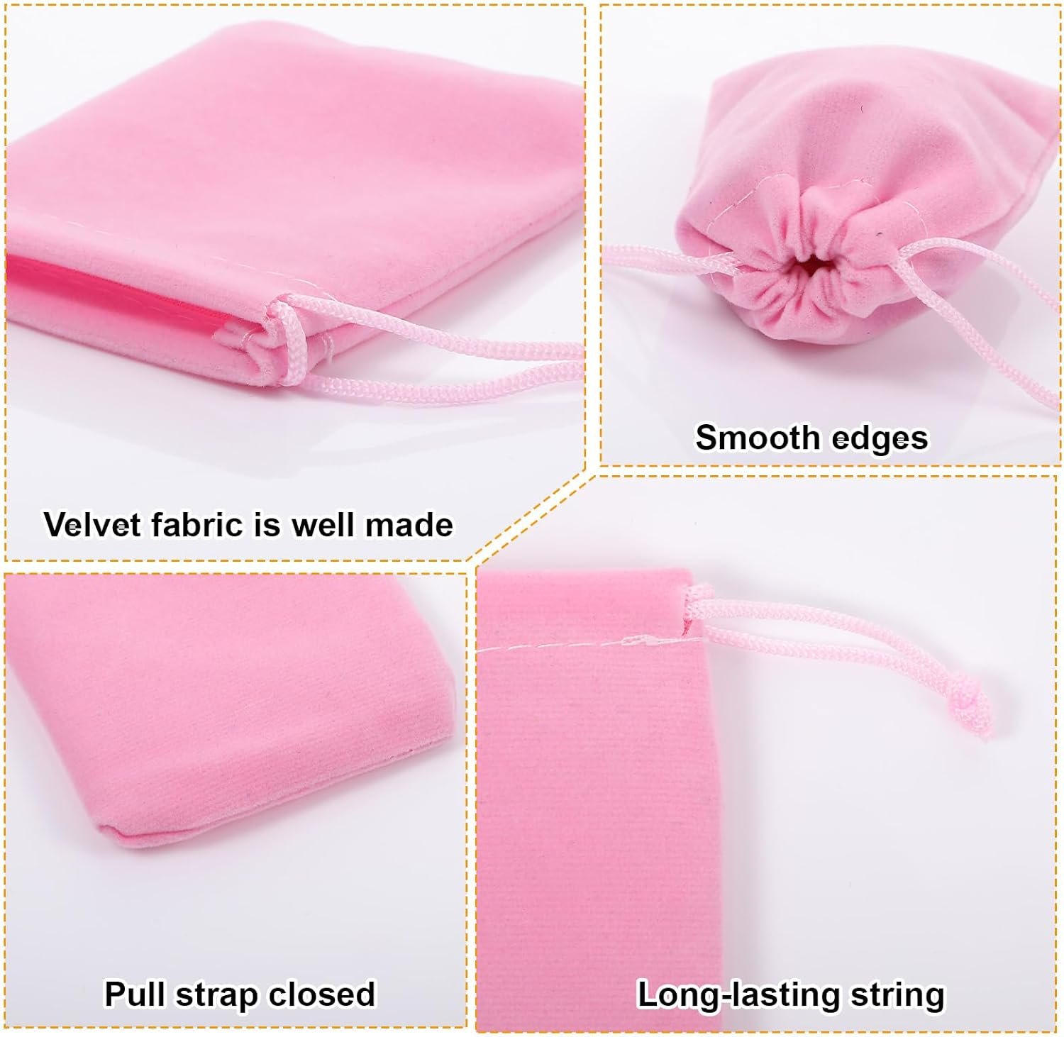 Private Label 20Pcs Small Pink Velvet Jewelry Pouches with Drawstring Custom Logo Gift Bags for Wedding Candy Party Favors Supplier (2.75''x3.66'')