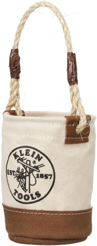 Private Label All-Purpose Mini Tool Bucket with Leather Bottom Nuts and Bolts Bag Reinforced Rope Handle Custom Logo Small Utility Pouch from Supplier