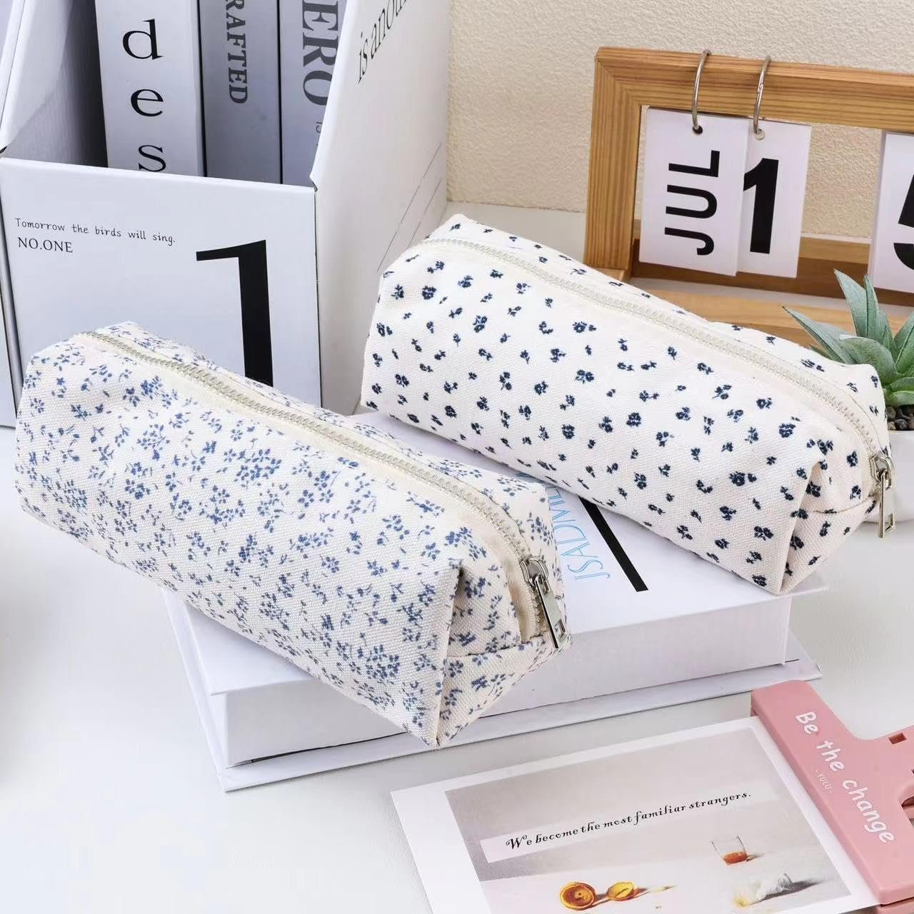 Custom Logo Cute Pencil Case Aesthetic Student Pencil Pouch Coin Pen Cosmetic Bag Office Stationery Organizer Private Label for Kids Teens School Supplier Pink Flower