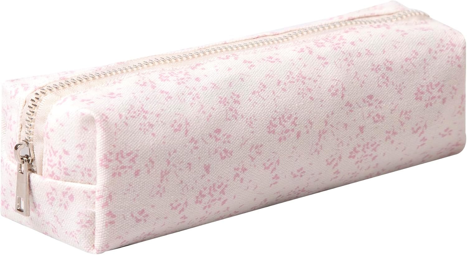 Custom Logo Cute Pencil Case Aesthetic Student Pencil Pouch Coin Pen Cosmetic Bag Office Stationery Organizer Private Label for Kids Teens School Supplier Pink Flower