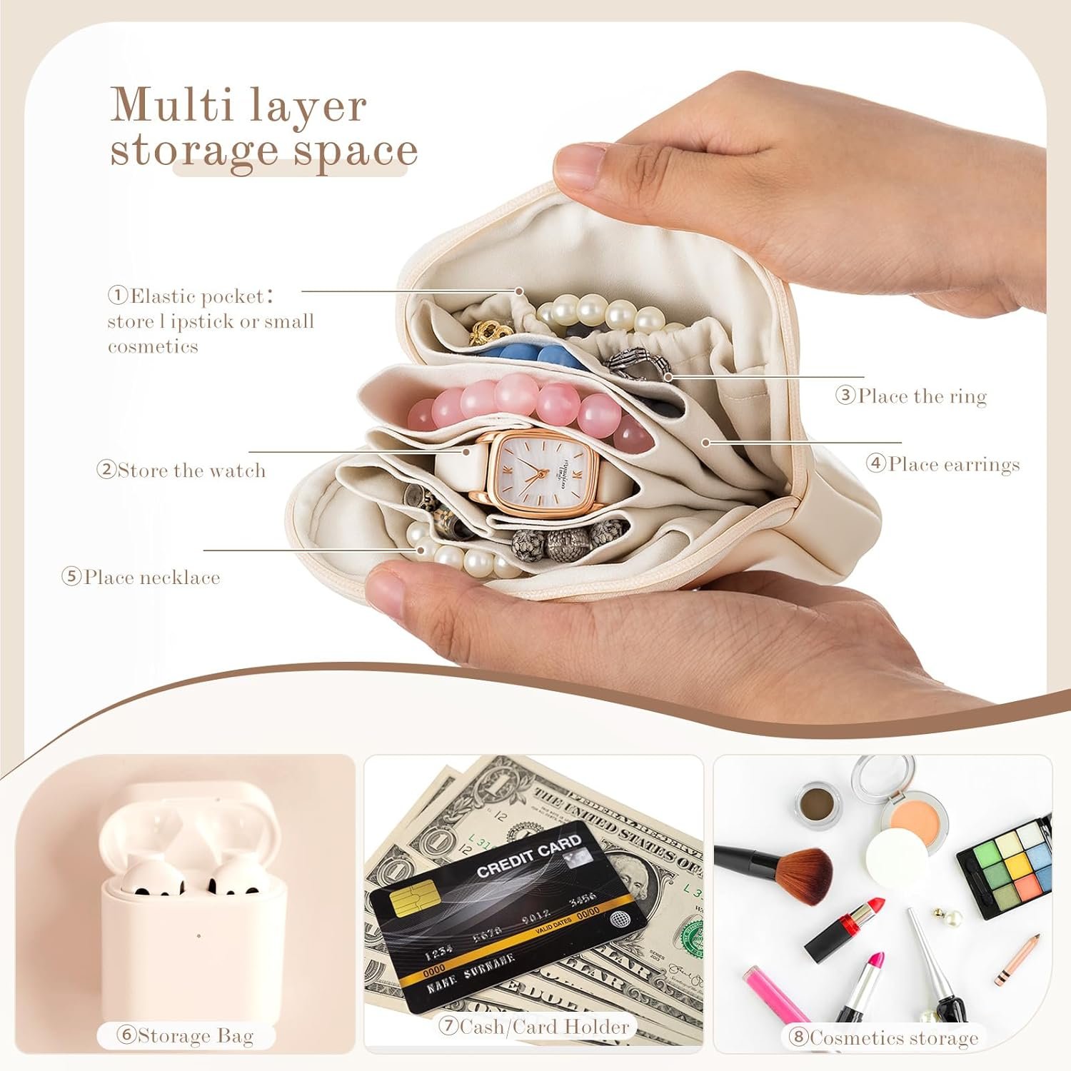 Custom Logo 2 Pcs Small Travel Jewelry Case for Women Girls Private Label Mini Zipper Pouch Organizer Bag Portable Waterproof Velvet for Rings Necklaces Manufacturer