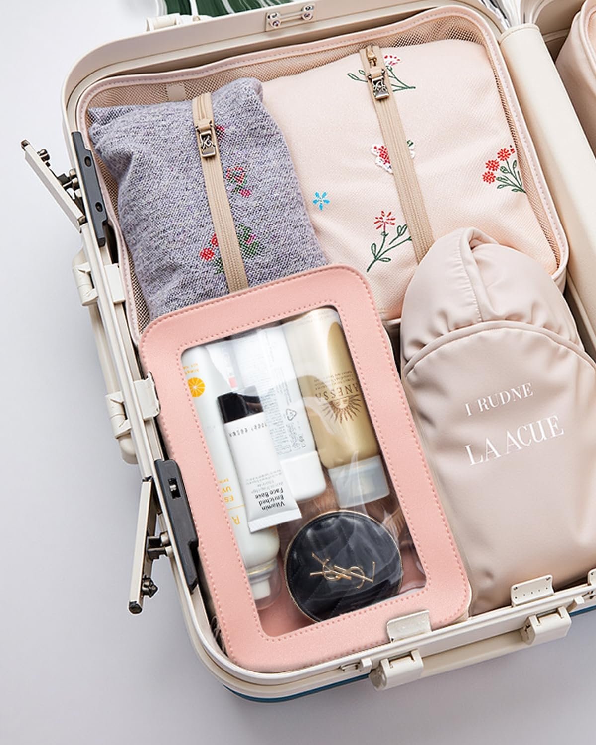 Custom Logo Clear Toiletry Bag Portable Travel Makeup Pouch with Zipper Private Label TSA Approved PVC Organizer Pink Supplier for Airport Airline Compliant Cosmetic Car Accessories Women