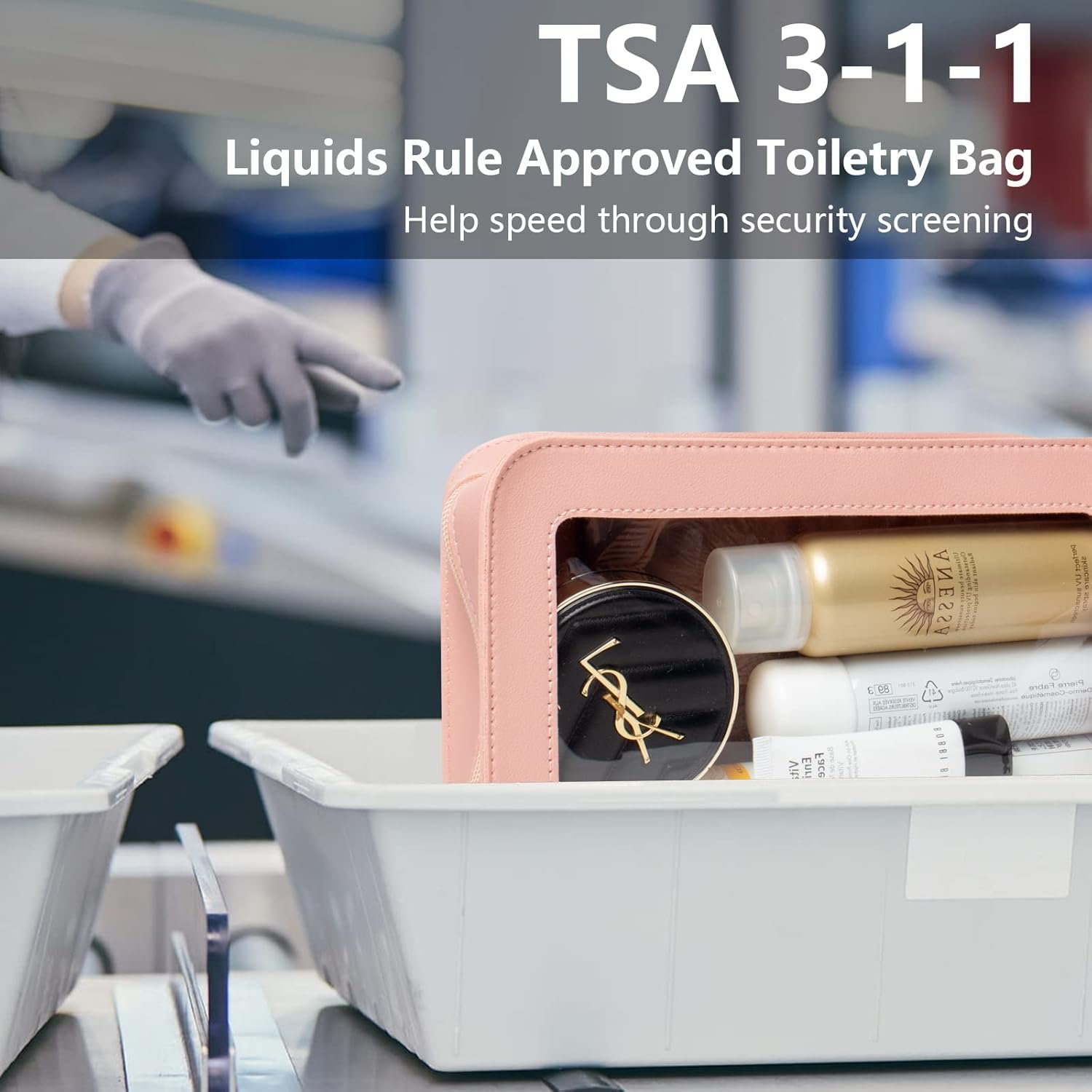 Custom Logo Clear Toiletry Bag Portable Travel Makeup Pouch with Zipper Private Label TSA Approved PVC Organizer Pink Supplier for Airport Airline Compliant Cosmetic Car Accessories Women