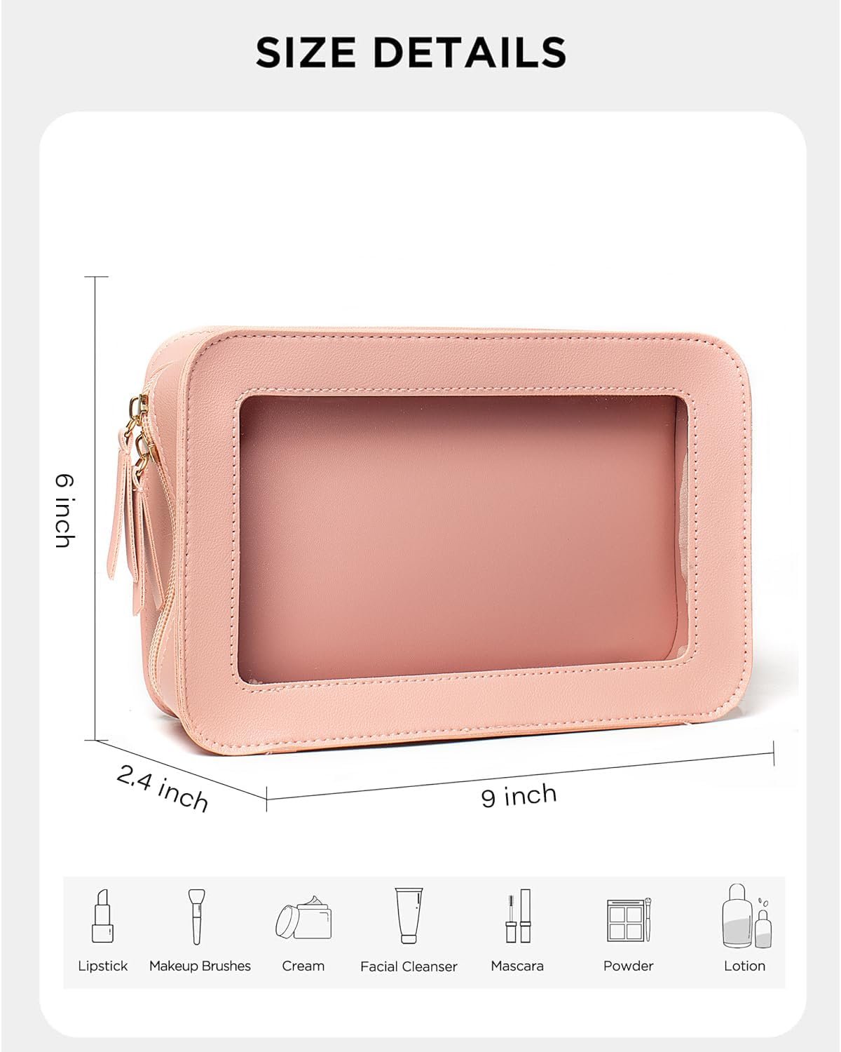 Custom Logo Clear Toiletry Bag Portable Travel Makeup Pouch with Zipper Private Label TSA Approved PVC Organizer Pink Supplier for Airport Airline Compliant Cosmetic Car Accessories Women
