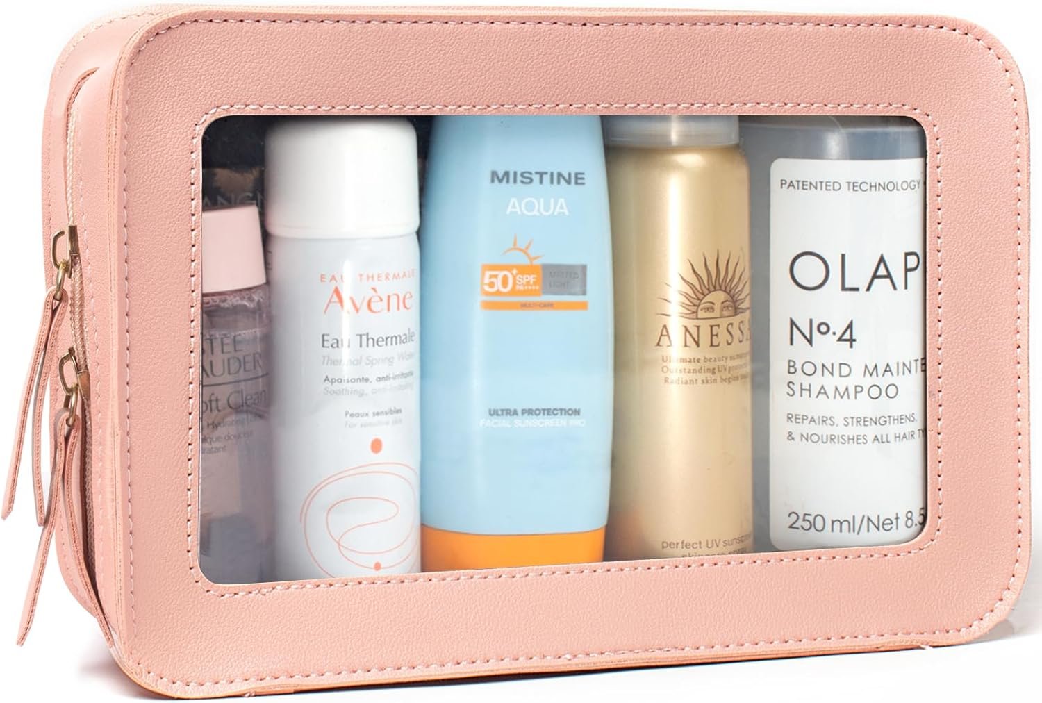 Custom Logo Clear Toiletry Bag Portable Travel Makeup Pouch with Zipper Private Label TSA Approved PVC Organizer Pink Supplier for Airport Airline Compliant Cosmetic Car Accessories Women