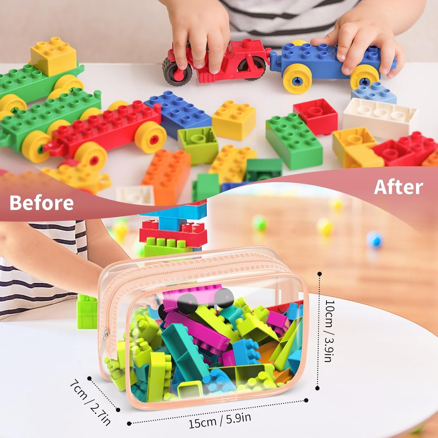 Custom Logo 12 PCS Clear Makeup Bags for Women with Zipper TSA Approved Toiletry Pouches Private Label Cosmetic Bulk Small Orange-Pink Manufacturer