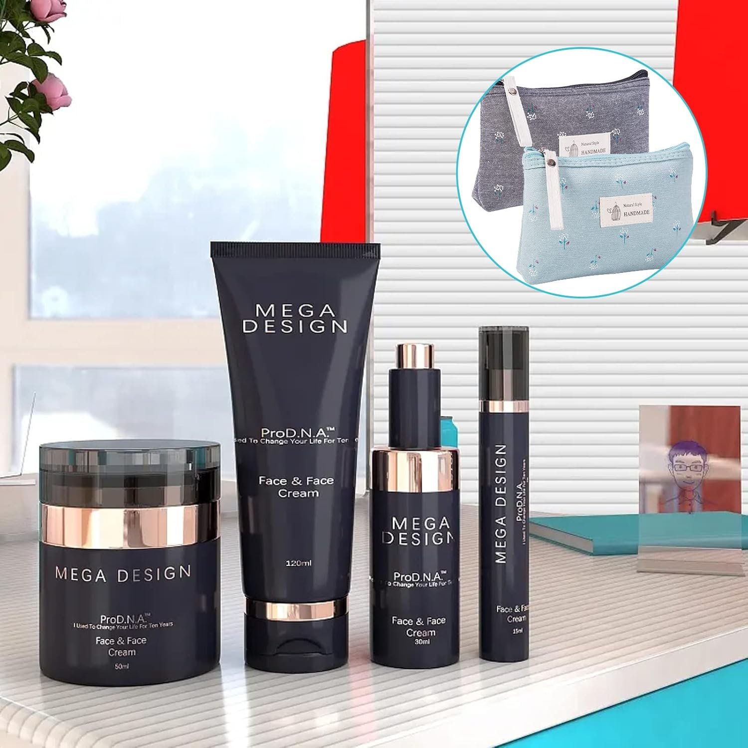 Custom Logo Canvas Cosmetic Bags 2 Pieces for Women Private Label Makeup Organizer Small Mini Toiletry Pouch Supplier