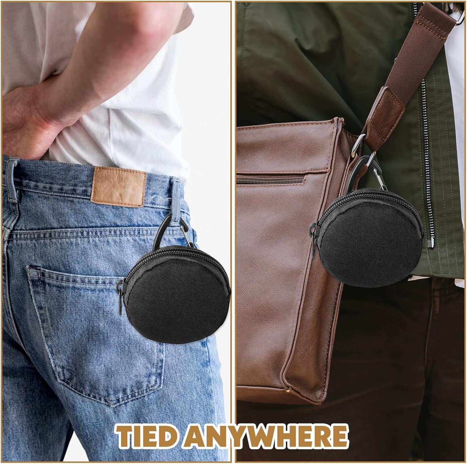 Custom Logo 2 Pack Small Portable Dog Treat Pouches Reusable Training Treat Bags for Puppies with Clasp Zipper Closure to Prevent Spilling Manufacturer Private Label for Travel Outdoor Use Black