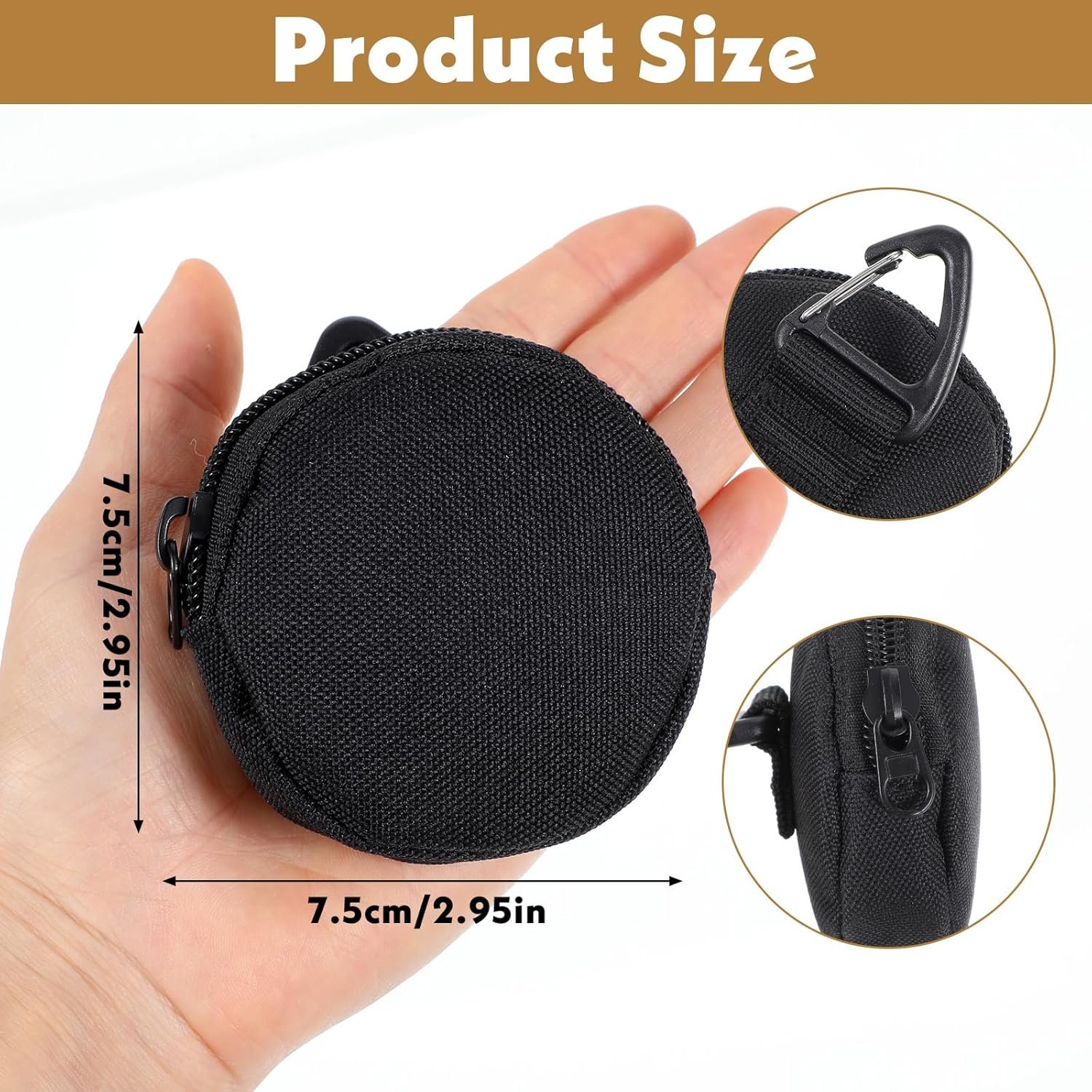 Custom Logo 2 Pack Small Portable Dog Treat Pouches Reusable Training Treat Bags for Puppies with Clasp Zipper Closure to Prevent Spilling Manufacturer Private Label for Travel Outdoor Use Black