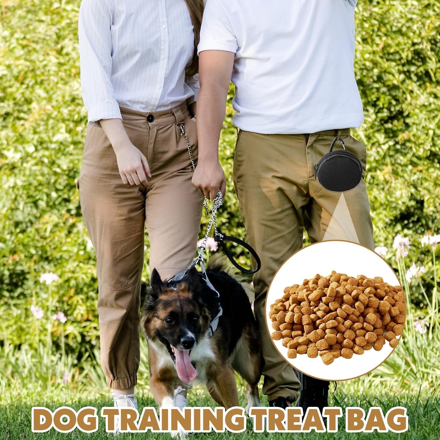 Custom Logo 2 Pack Small Portable Dog Treat Pouches Reusable Training Treat Bags for Puppies with Clasp Zipper Closure to Prevent Spilling Manufacturer Private Label for Travel Outdoor Use Black