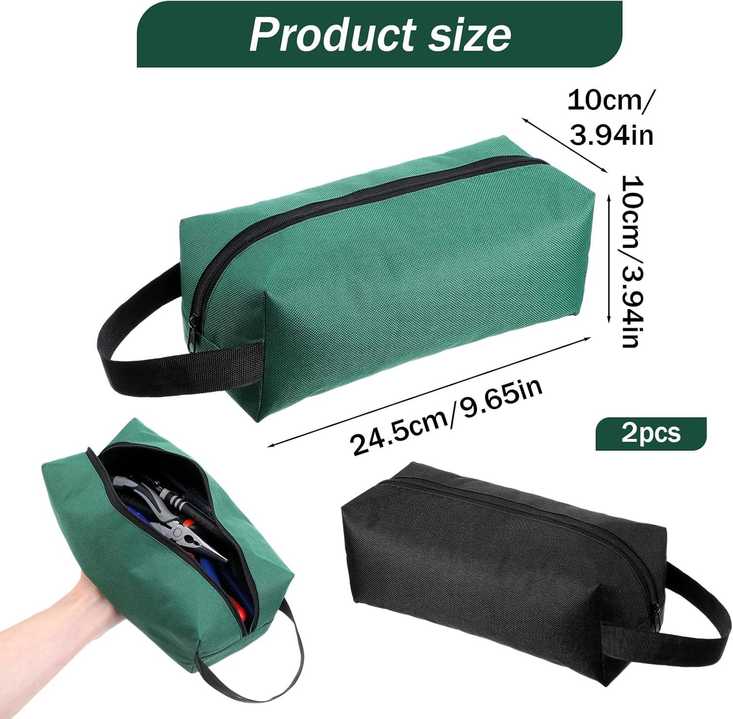 Custom Logo 2 Pcs Small Canvas Tool Pouch Multi-Purpose Zipper Tool Organizer Screwdriver Bag Manufacturer Private Label Storage Set for Electrician Tools