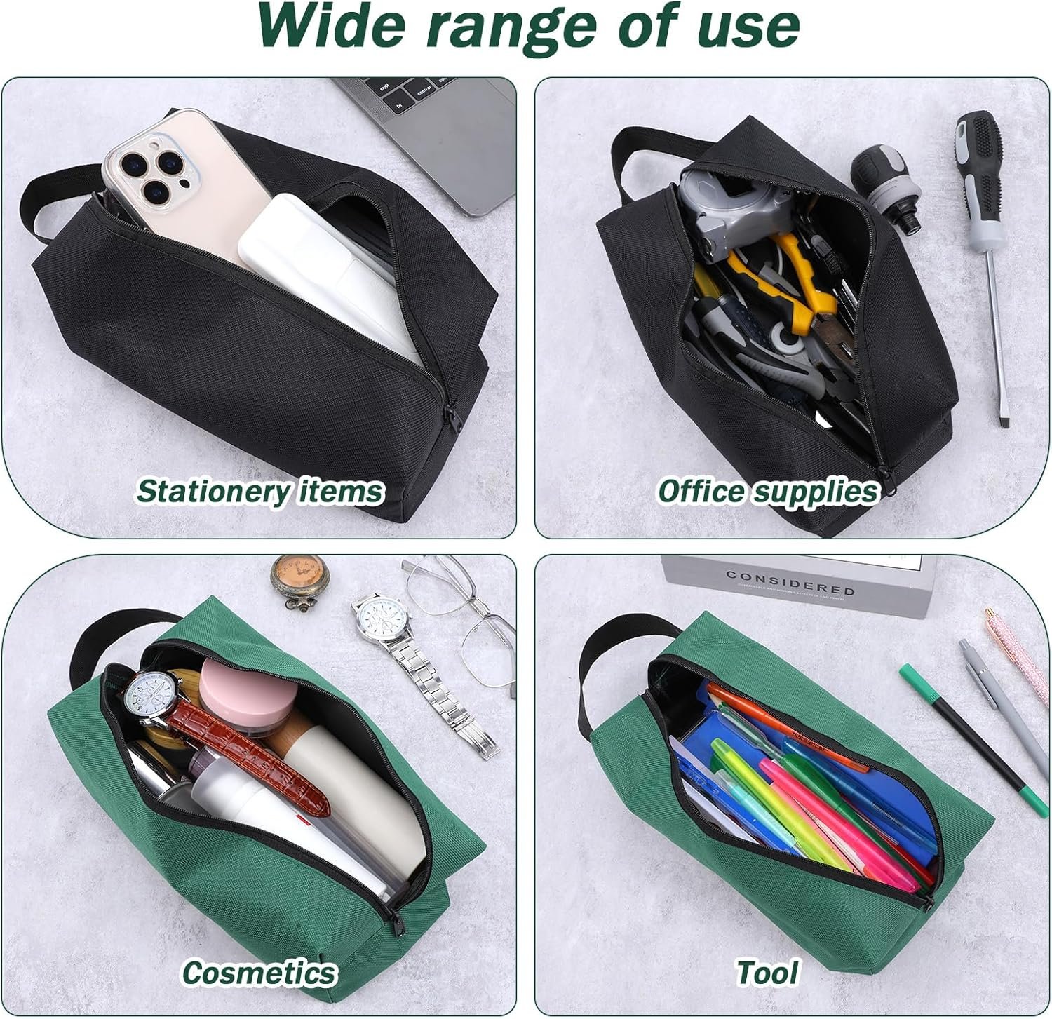 Custom Logo 2 Pcs Small Canvas Tool Pouch Multi-Purpose Zipper Tool Organizer Screwdriver Bag Manufacturer Private Label Storage Set for Electrician Tools