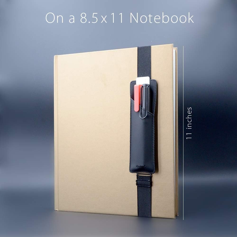 Custom Logo Adjustable Elastic Band Pen & Pencil Holder Sleeve Pouch Private Label for Hardcover Journals Notebooks Planners Binders Fits 8