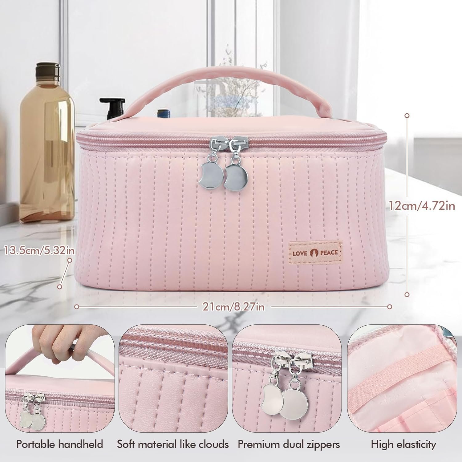 Private Label Large Capacity Travel Makeup Cosmetic Organizer Bag, Custom Logo Portable PU Leather Toiletry Pouch Storage, Manufacturer Bags for Women