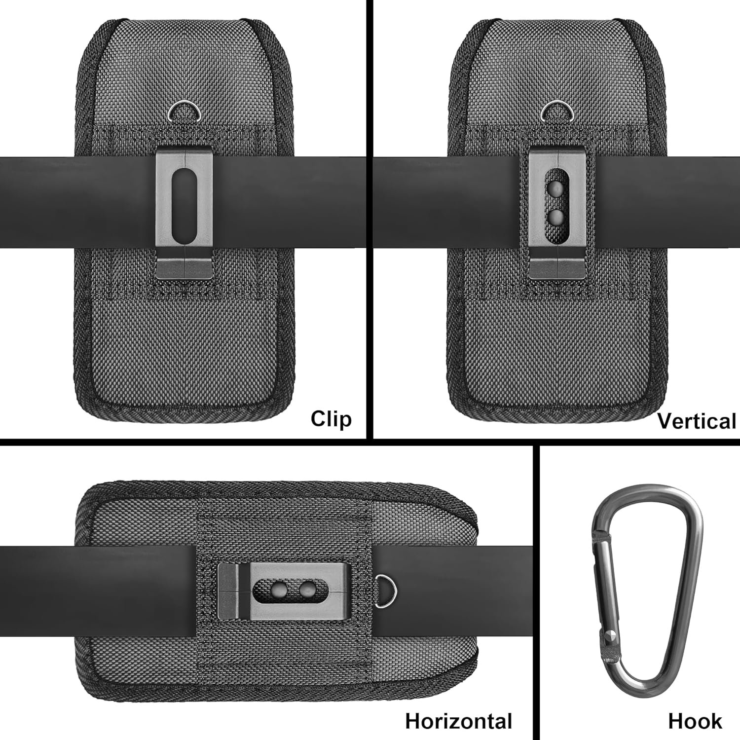 Custom Logo Holster for Samsung Galaxy S25+ S24+ S23+ S22+ S21+ S25 FE S24 FE S23 FE S21 FE, Factory Direct Magnetic Closure Belt Clip Phone Case with ID Card Slot Pouch, Private Label Black