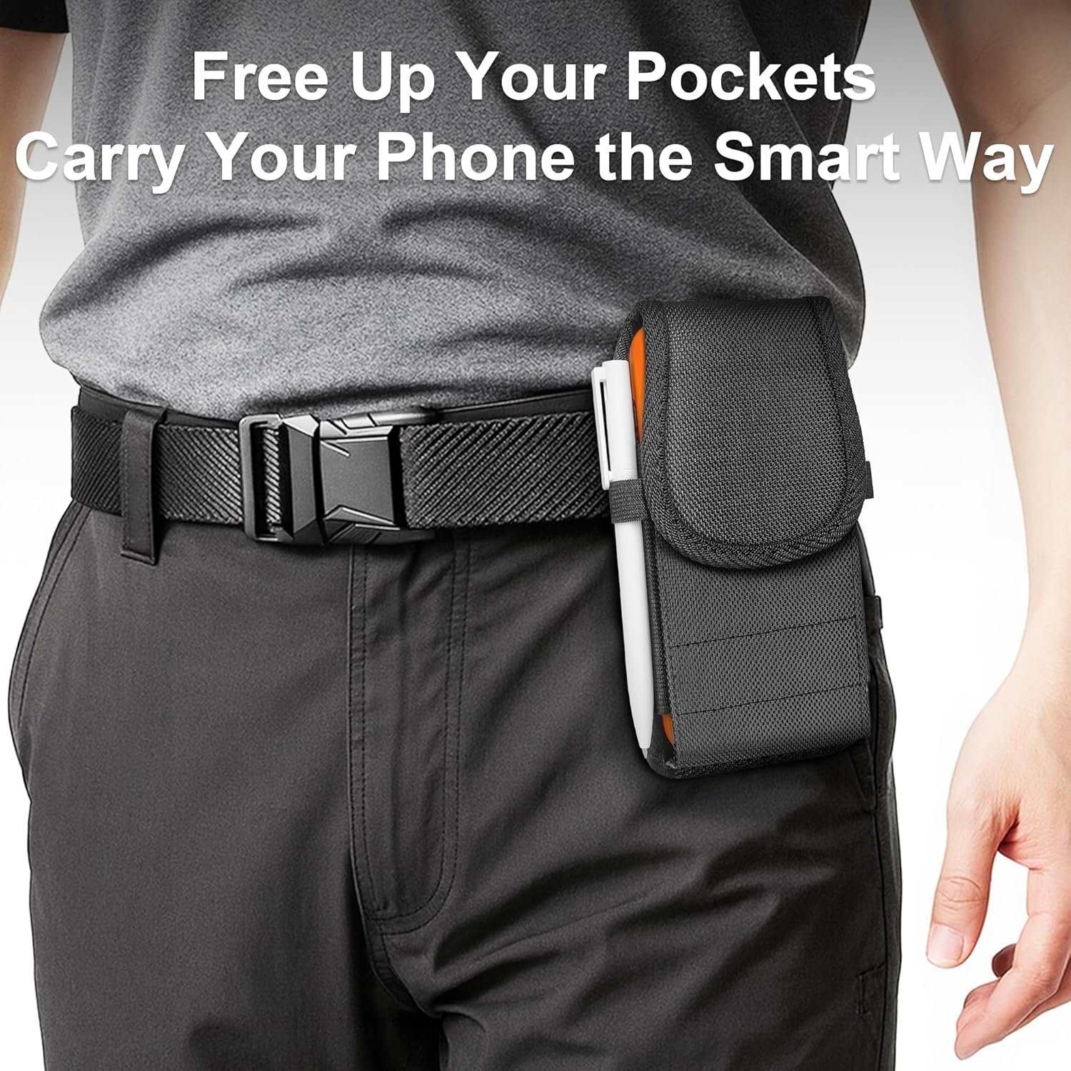 Custom Logo Holster for Samsung Galaxy S25+ S24+ S23+ S22+ S21+ S25 FE S24 FE S23 FE S21 FE, Factory Direct Magnetic Closure Belt Clip Phone Case with ID Card Slot Pouch, Private Label Black