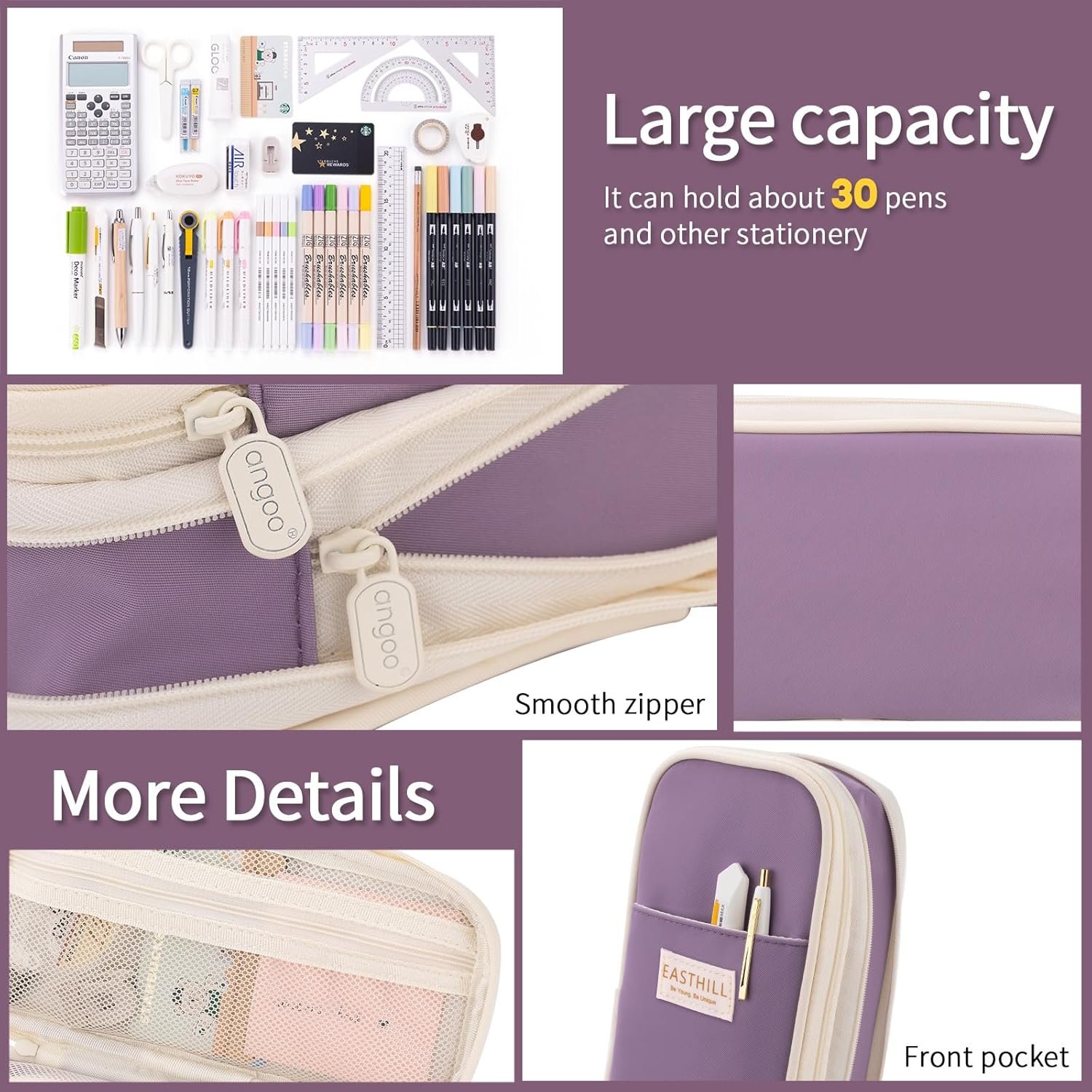 Custom Logo Big Capacity Pencil Case Large Pencil Pouch Private Label Stationery Pen Bag Supplier for Teen Girls - Purple Custom Logo Big Capacity Pencil Case Large Pencil Pouch Private Label Stationery Pen Bag Supplier for Teen Girls - Purple